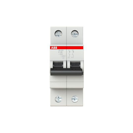 SH202-C 20 (MCB, 20A, 2P, 6 kA, IEC/EN 60898) 