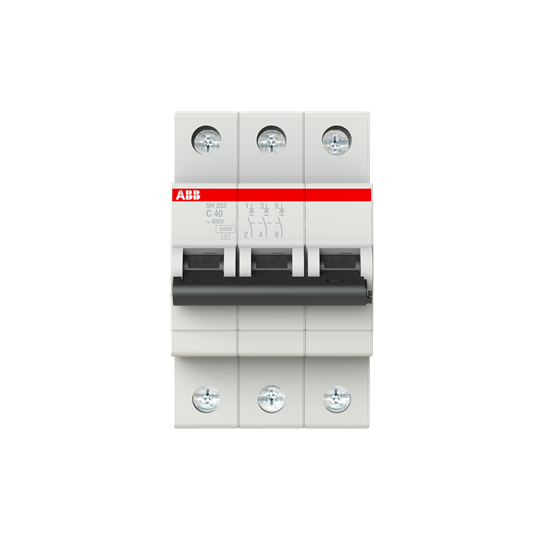 SH203-C 40 (MCB, 40A, 3P, 6 kA, IEC/EN 60898) 