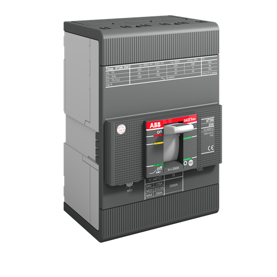XT3N 250 TMD 200-2000 3p F F (MCCB, 200AT/250AF, 3P, 36 kA, THERM. MAGNET. TRIP UNIT)