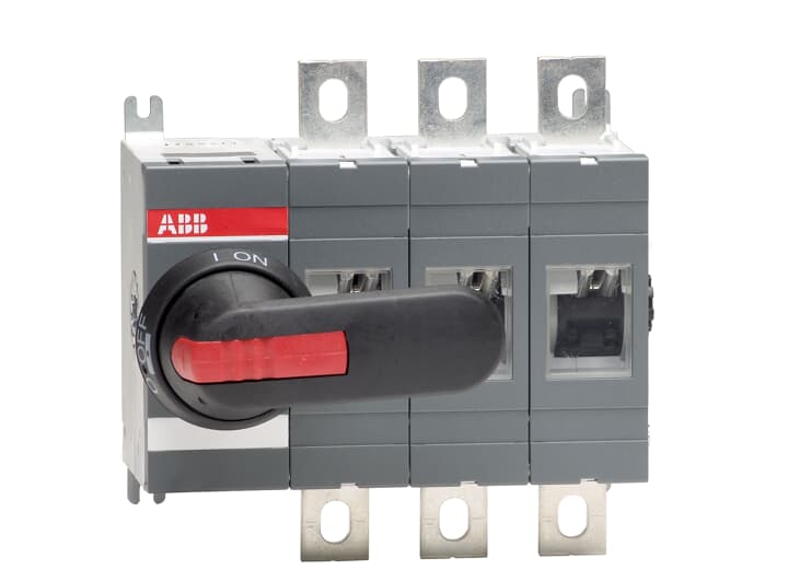 OT400E03P 400V, (400A@AC22A & 400A@AC23A, 3P FRONT OPERATED SWITCH-DISCONNECTOR, WITH BLACK ON-OFF HANDLE AND SHAFT)