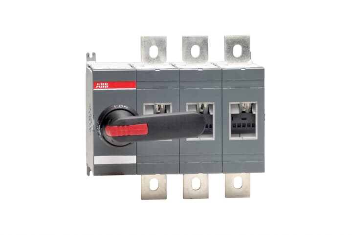 OT630E03P 400V, (630A@AC22A & 630A@AC23A, 3P FRONT OPERATED SWITCH-DISCONNECTOR, WITH BLACK ON-OFF HANDLE AND SHAFT)