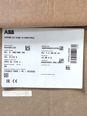 ACH580-01-018A-4 PN: 7.5 kW, IN: 17.0 A